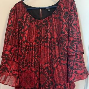 Red and Black Dress Blouse